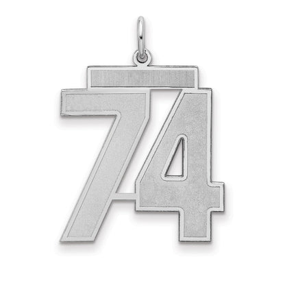 Sterlingsilber Silber/rhodiniert Satiniert Zahl 74 Charm