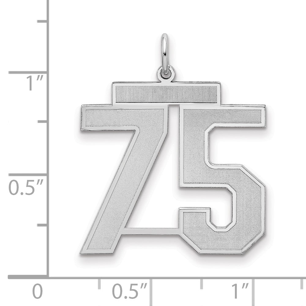 Sterlingsilber Silber/rhodiniert Satiniert Zahl 75 Charm