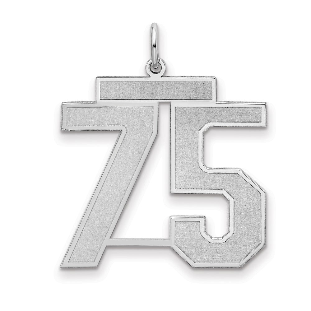 Sterlingsilber Silber/rhodiniert Satiniert Zahl 75 Charm
