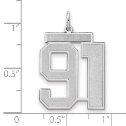 Sterlingsilber Silber/rhodiniert Satiniert Zahl 91 Charm