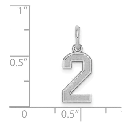 Sterlingsilber Silber/rhodiniert Satiniert Zahl 2 Charm
