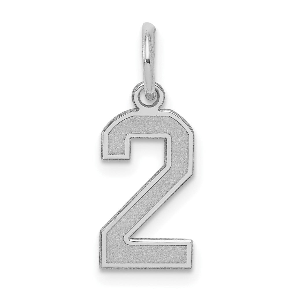 Sterlingsilber Silber/rhodiniert Satiniert Zahl 2 Charm