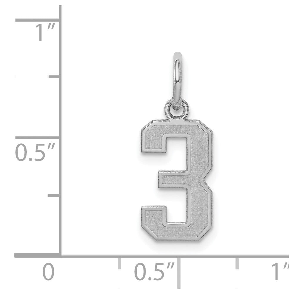 Sterlingsilber Silber/rhodiniert Satiniert Zahl 3 Charm