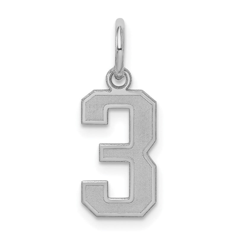 Sterlingsilber Silber/rhodiniert Satiniert Zahl 3 Charm