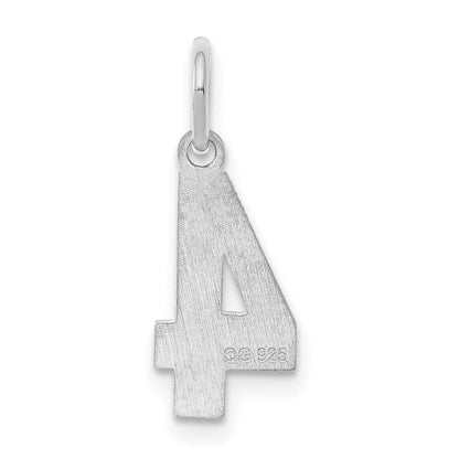 Sterlingsilber Silber/rhodiniert Satiniert Zahl 4 Charm