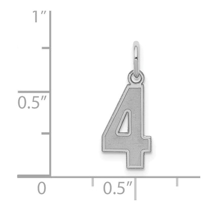 Sterlingsilber Silber/rhodiniert Satiniert Zahl 4 Charm