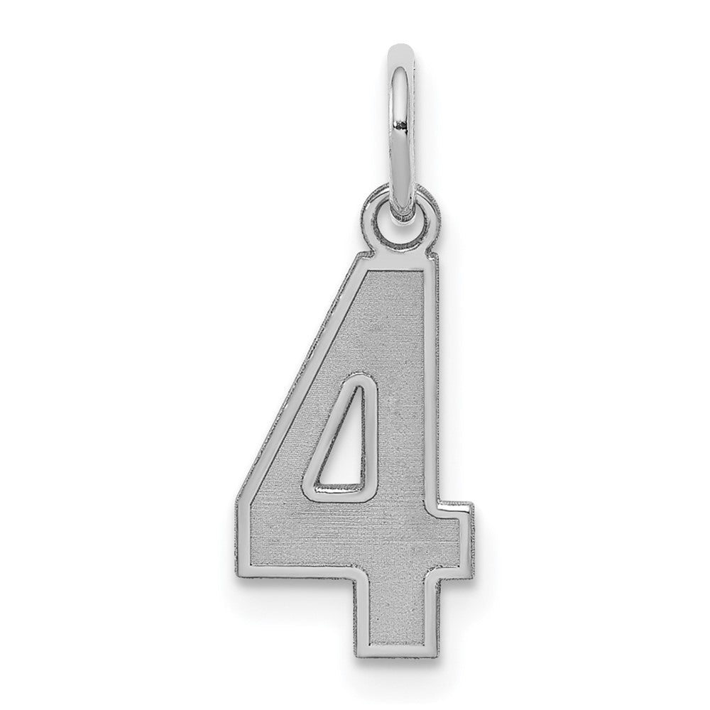 Sterlingsilber Silber/rhodiniert Satiniert Zahl 4 Charm