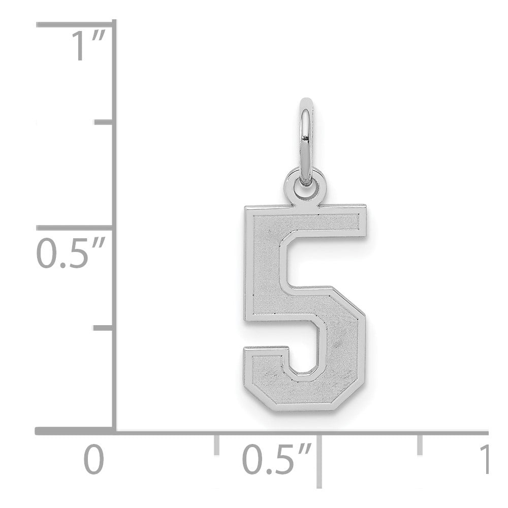 Sterlingsilber Silber/rhodiniert Satiniert Zahl 5 Charm