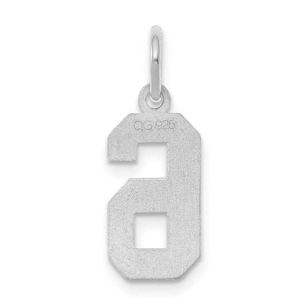 Sterlingsilber Silber/rhodiniert Satiniert Zahl 6 Charm