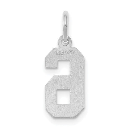 Sterlingsilber Silber/rhodiniert Satiniert Zahl 6 Charm