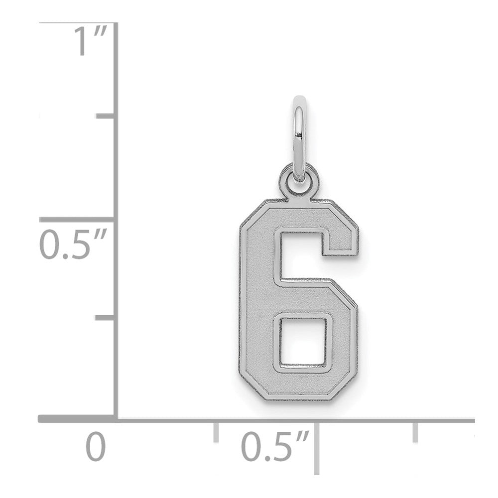 Sterlingsilber Silber/rhodiniert Satiniert Zahl 6 Charm