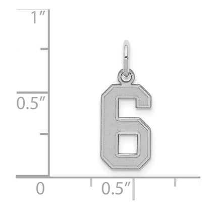 Sterlingsilber Silber/rhodiniert Satiniert Zahl 6 Charm