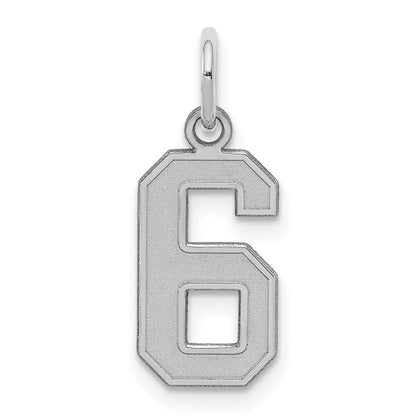 Sterlingsilber Silber/rhodiniert Satiniert Zahl 6 Charm