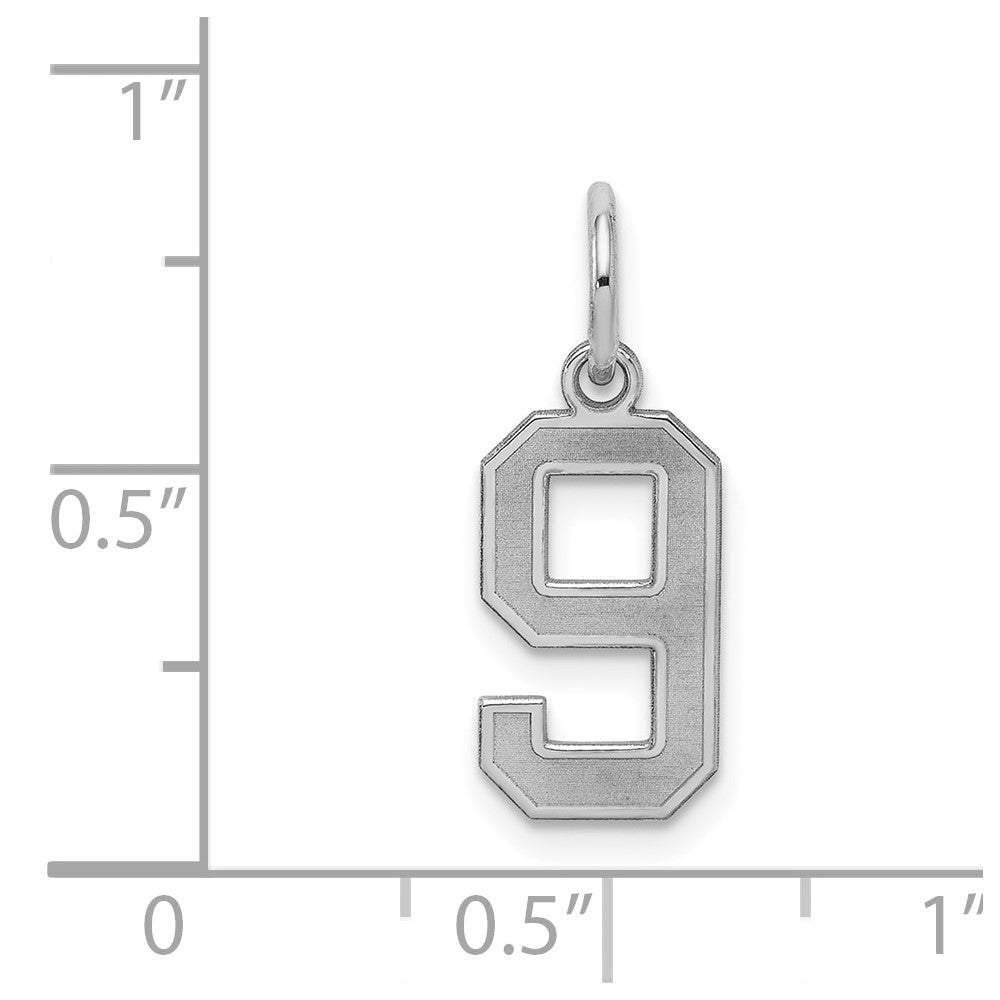 Sterlingsilber Silber/rhodiniert Satiniert Zahl 9 Charm