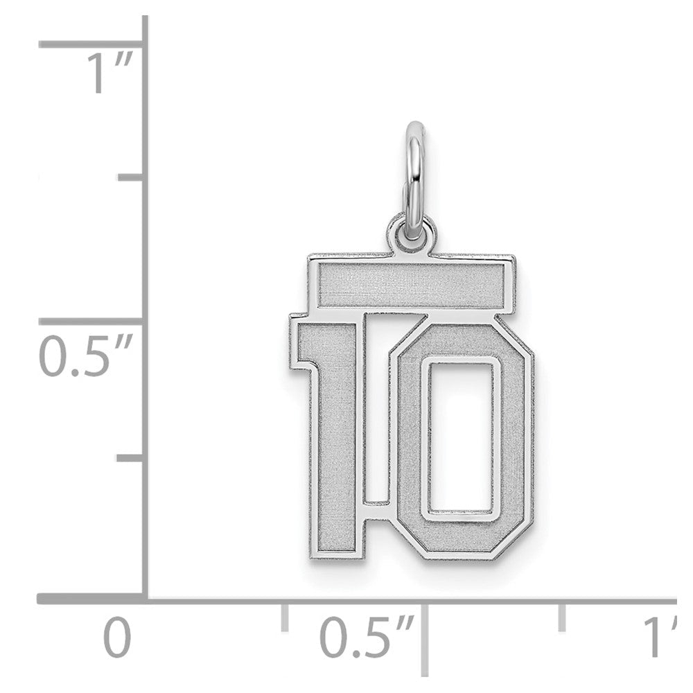 Sterlingsilber Silber/rhodiniert Satiniert Zahl 10 Charm