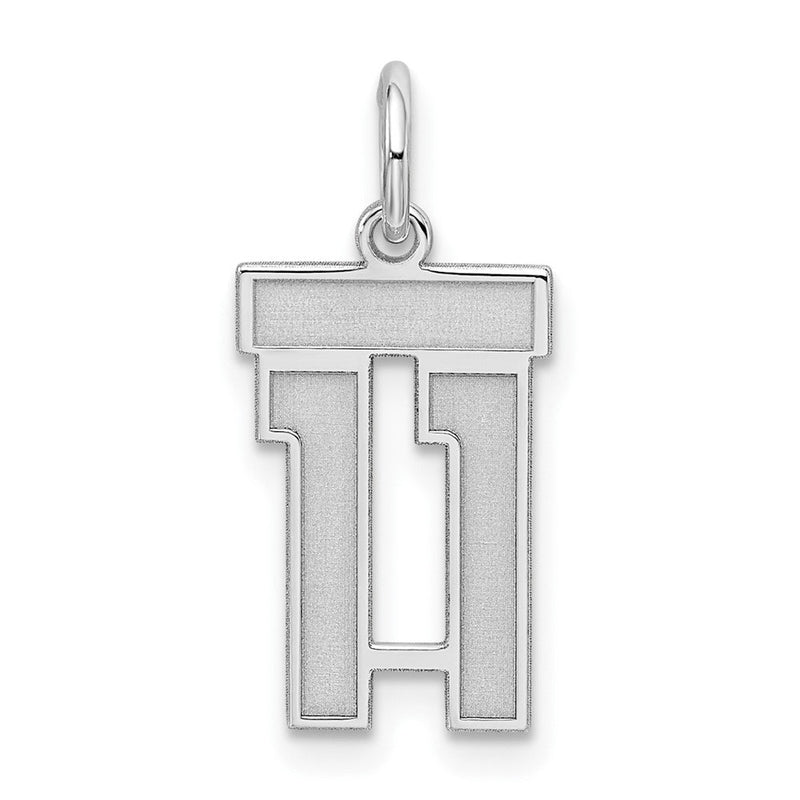 Sterlingsilber Silber/rhodiniert Satiniert Zahl 11 Charm