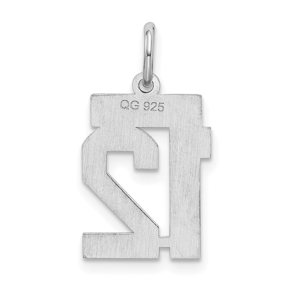 Sterlingsilber Silber/rhodiniert Satiniert Zahl 12 Charm