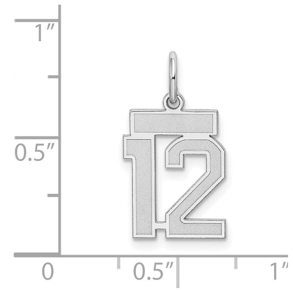 Sterlingsilber Silber/rhodiniert Satiniert Zahl 12 Charm