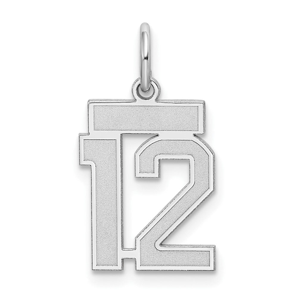 Sterlingsilber Silber/rhodiniert Satiniert Zahl 12 Charm