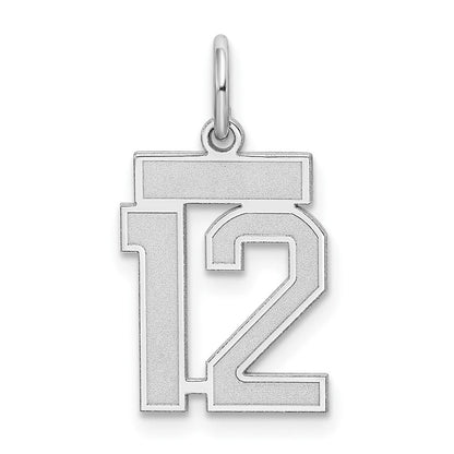 Sterlingsilber Silber/rhodiniert Satiniert Zahl 12 Charm