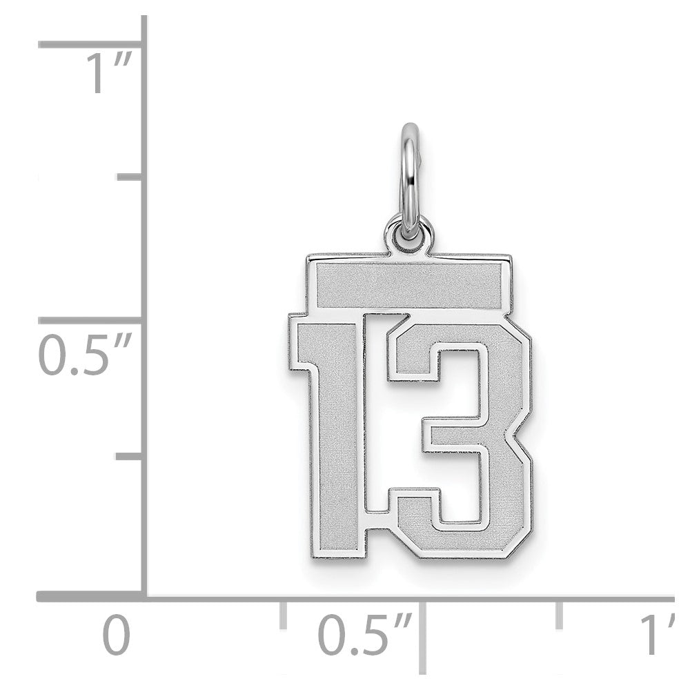 Sterlingsilber Silber/rhodiniert Satiniert Zahl 13 Charm