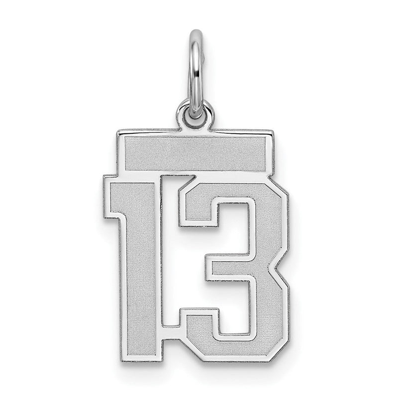 Sterlingsilber Silber/rhodiniert Satiniert Zahl 13 Charm