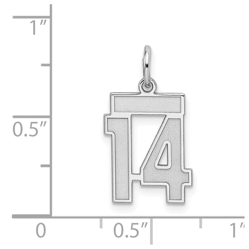 Sterlingsilber Silber/rhodiniert Satiniert Zahl 14 Charm