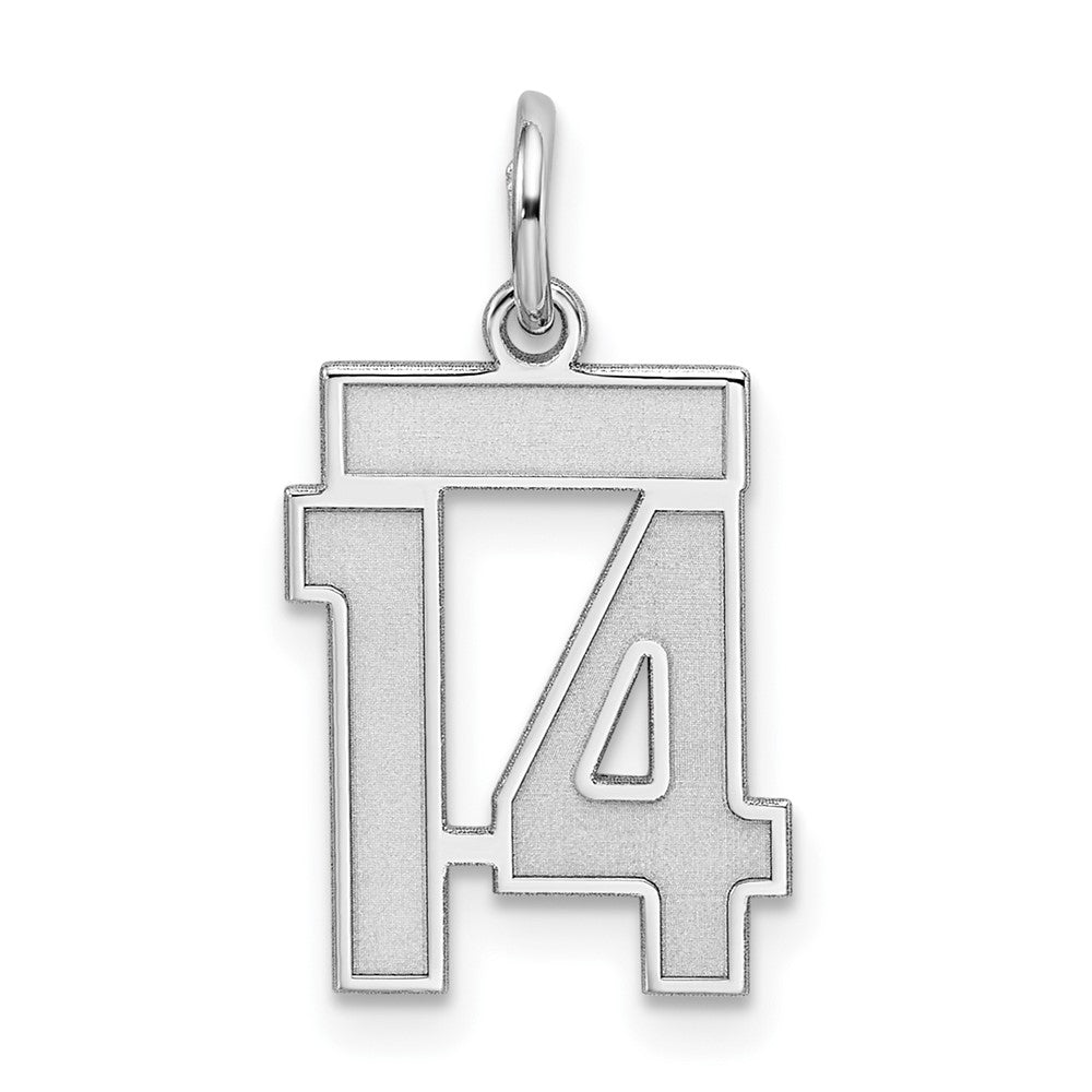 Sterlingsilber Silber/rhodiniert Satiniert Zahl 14 Charm