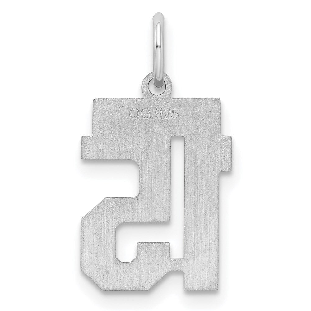 Sterlingsilber Silber/rhodiniert Satiniert Zahl 15 Charm