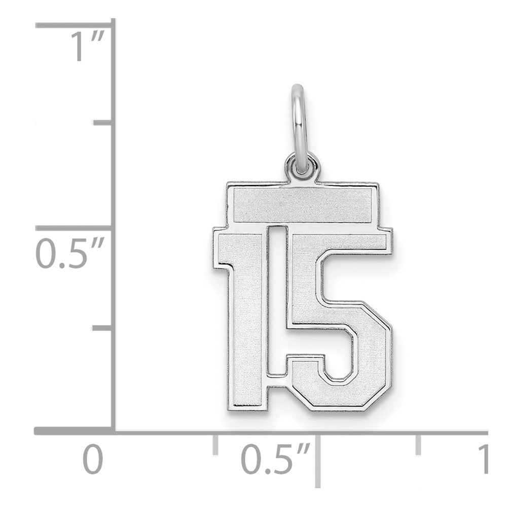 Sterlingsilber Silber/rhodiniert Satiniert Zahl 15 Charm