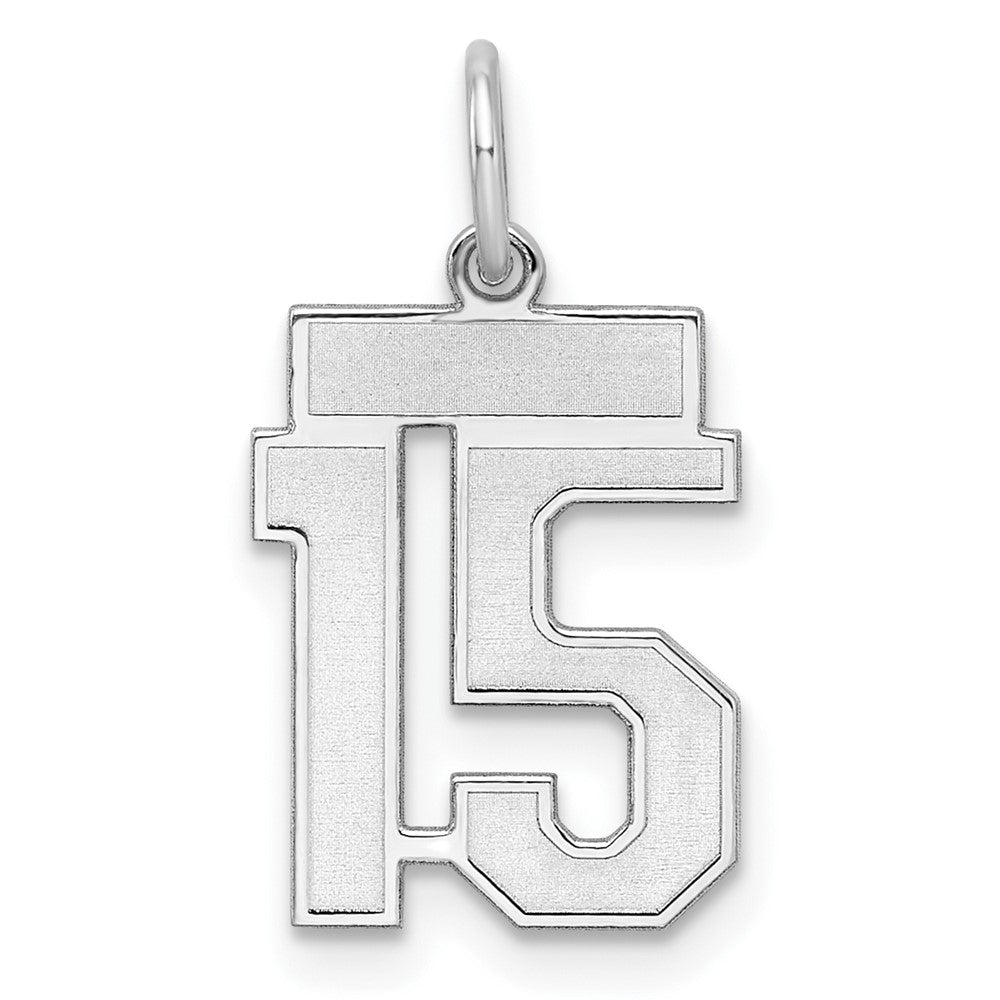 Sterlingsilber Silber/rhodiniert Satiniert Zahl 15 Charm