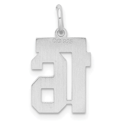 Sterlingsilber Silber/rhodiniert Satiniert Zahl 16 Charm