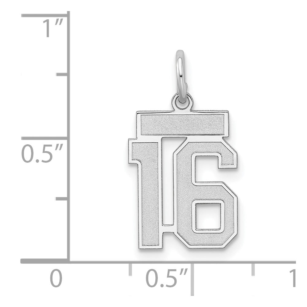 Sterlingsilber Silber/rhodiniert Satiniert Zahl 16 Charm