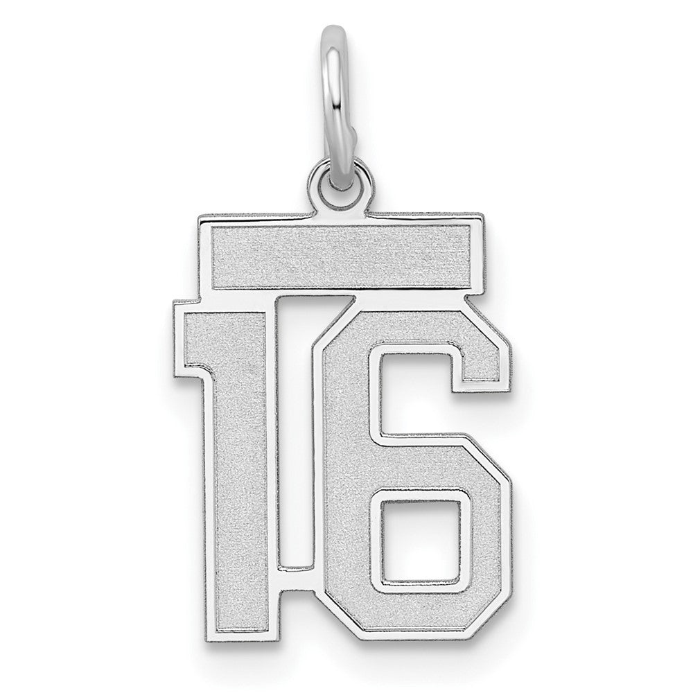 Sterlingsilber Silber/rhodiniert Satiniert Zahl 16 Charm