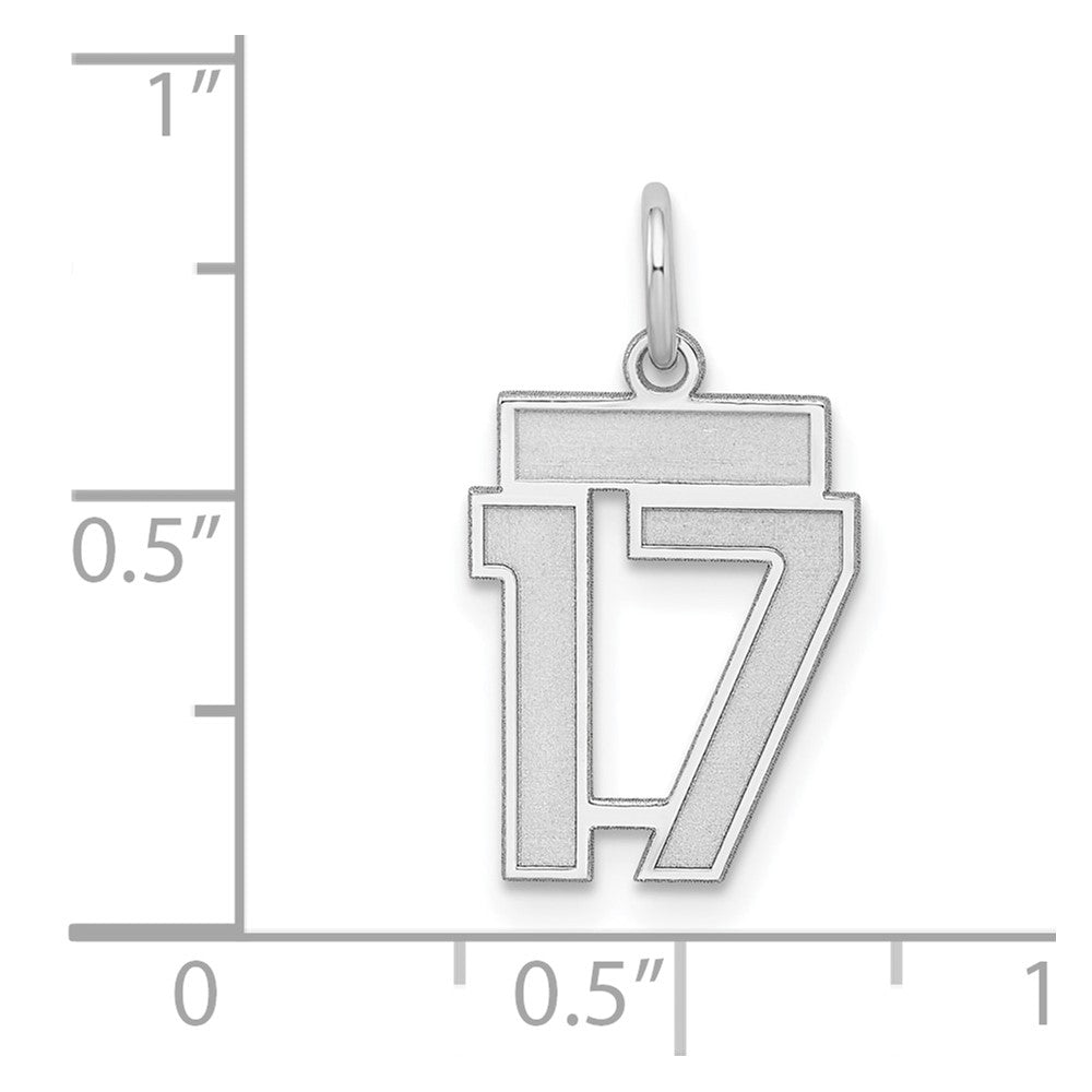 Sterlingsilber Silber/rhodiniert Satiniert Zahl 17 Charm
