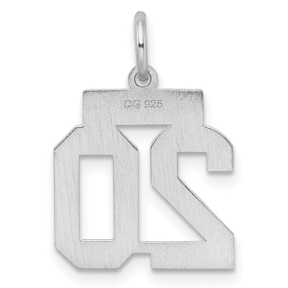 Sterlingsilber Silber/rhodiniert Satiniert Zahl 20 Charm