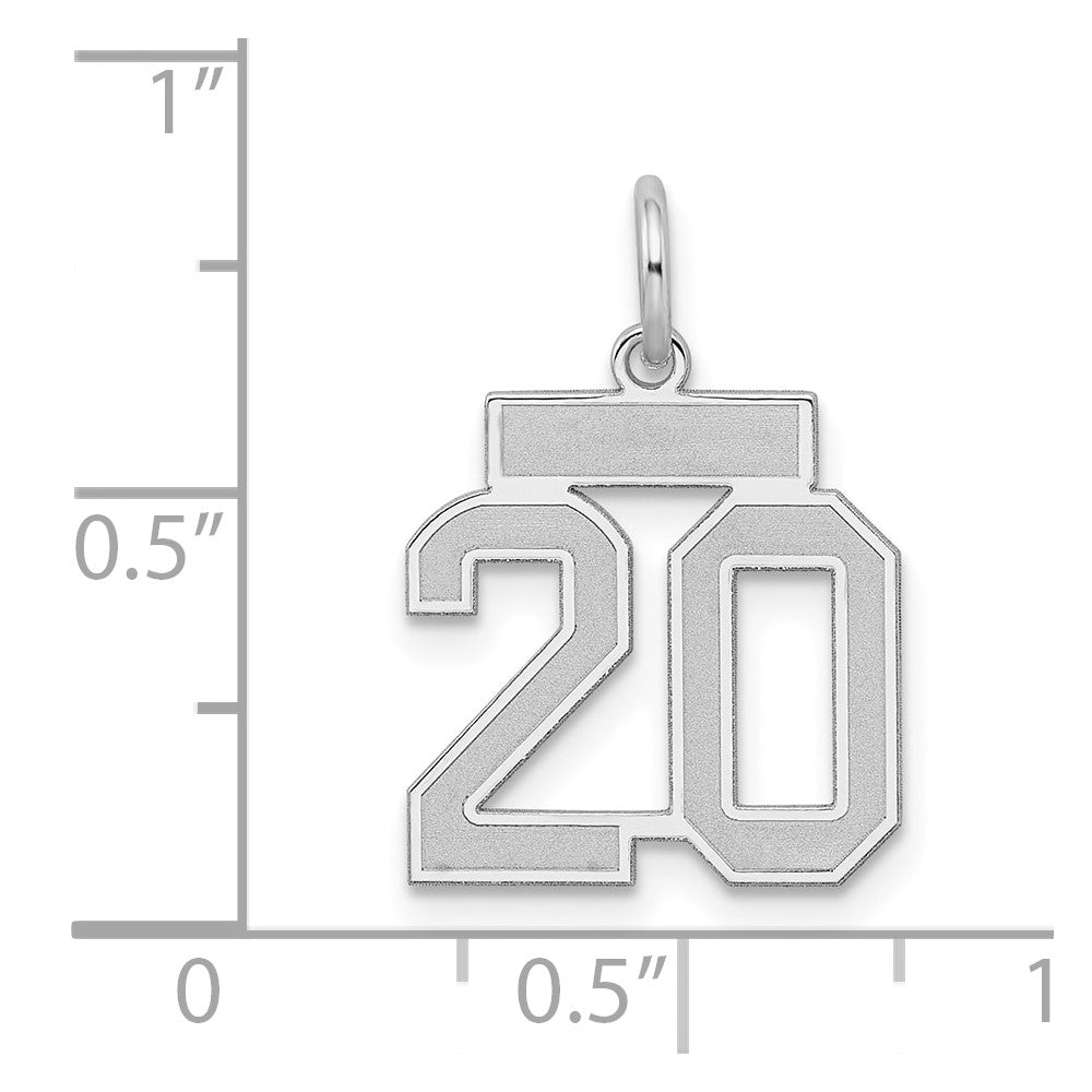 Sterlingsilber Silber/rhodiniert Satiniert Zahl 20 Charm