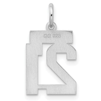 Sterlingsilber Silber/rhodiniert Satiniert Zahl 21 Charm