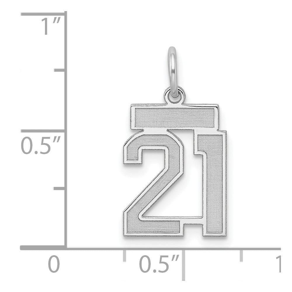 Sterlingsilber Silber/rhodiniert Satiniert Zahl 21 Charm
