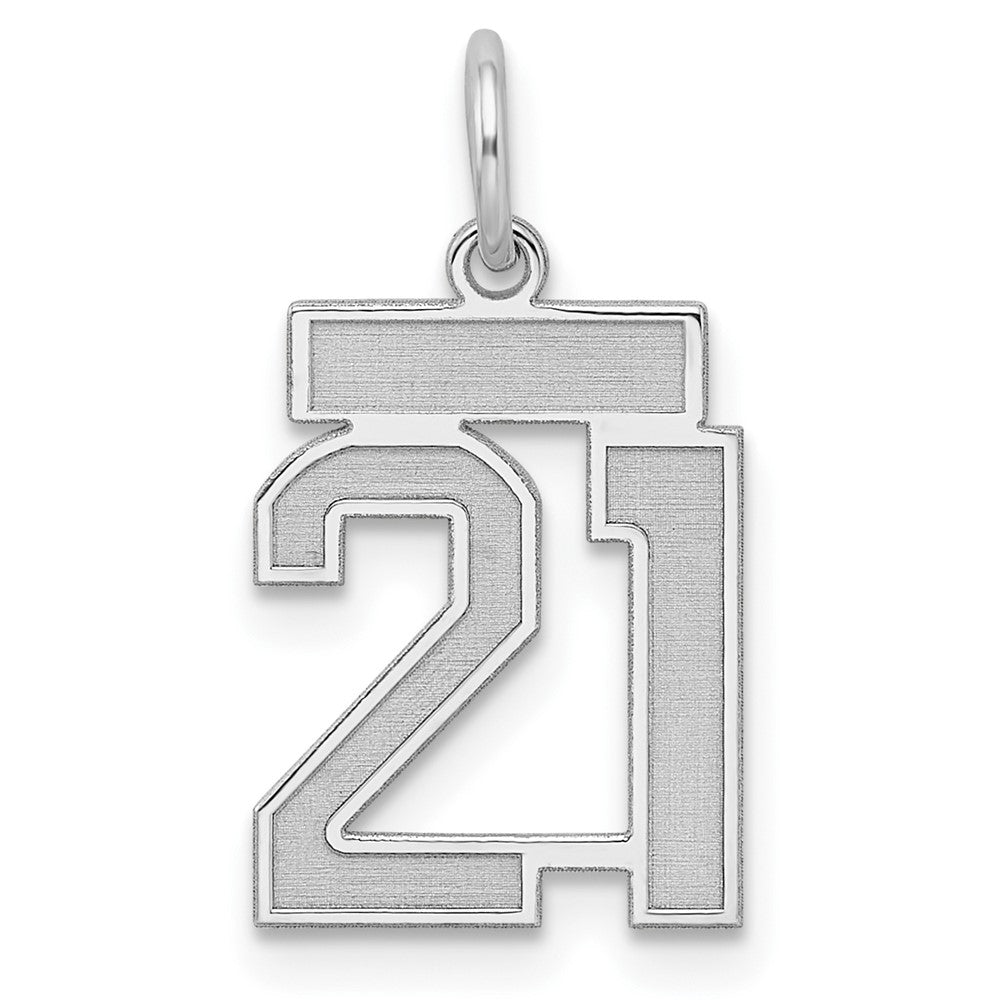 Sterlingsilber Silber/rhodiniert Satiniert Zahl 21 Charm