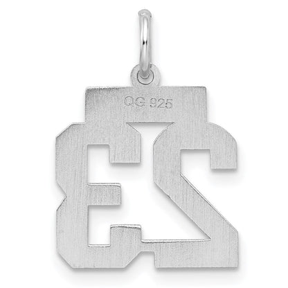 Sterlingsilber Silber/rhodiniert Satiniert Zahl 23 Charm