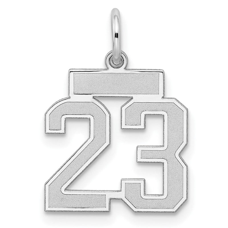 Sterlingsilber Silber/rhodiniert Satiniert Zahl 23 Charm