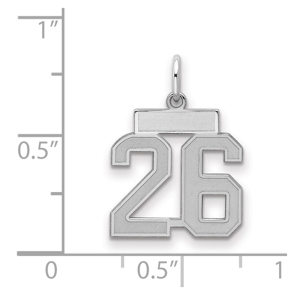 Sterlingsilber Silber/rhodiniert Satiniert Zahl 26 Charm