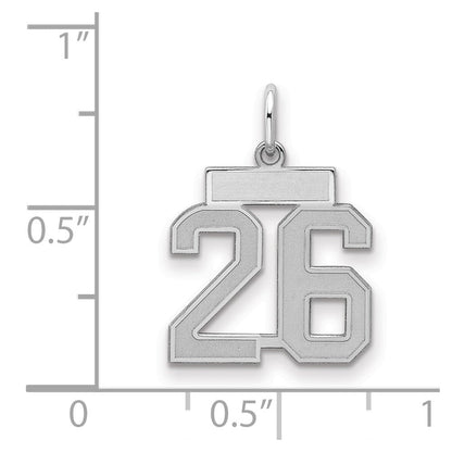 Sterlingsilber Silber/rhodiniert Satiniert Zahl 26 Charm