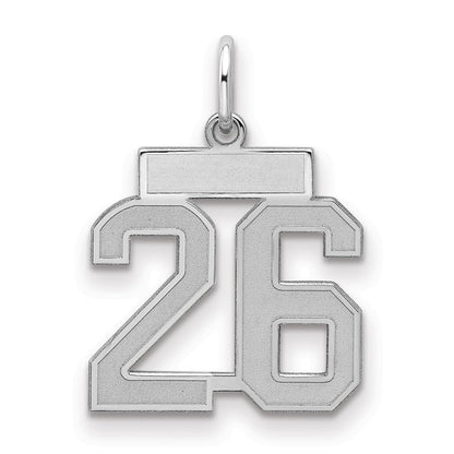 Sterlingsilber Silber/rhodiniert Satiniert Zahl 26 Charm