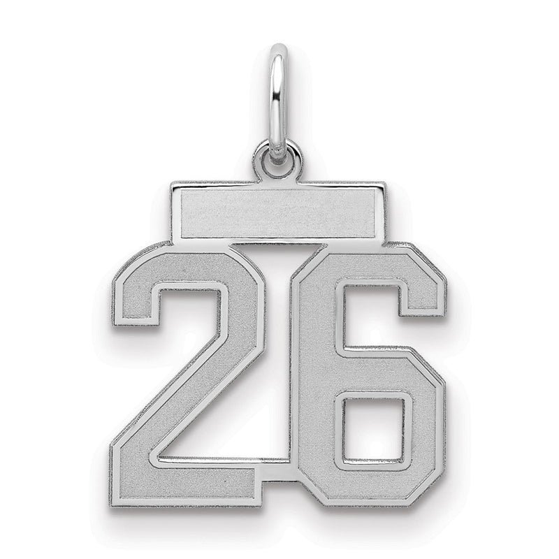 Sterlingsilber Silber/rhodiniert Satiniert Zahl 26 Charm