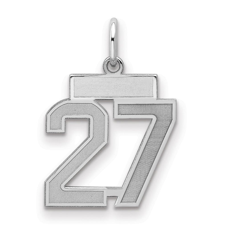Sterlingsilber Silber/rhodiniert Satiniert Zahl 27 Charm