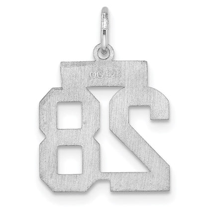 Sterlingsilber Silber/rhodiniert Satiniert Zahl 28 Charm
