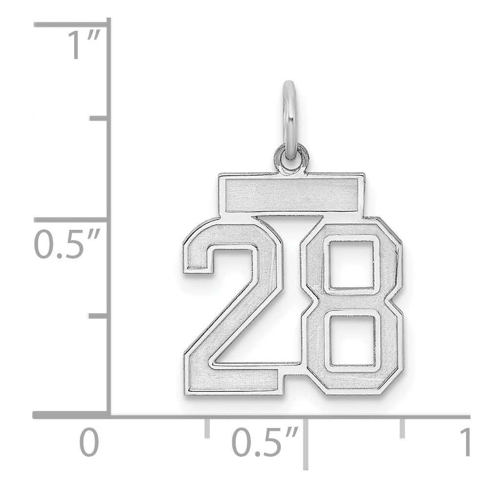 Sterlingsilber Silber/rhodiniert Satiniert Zahl 28 Charm