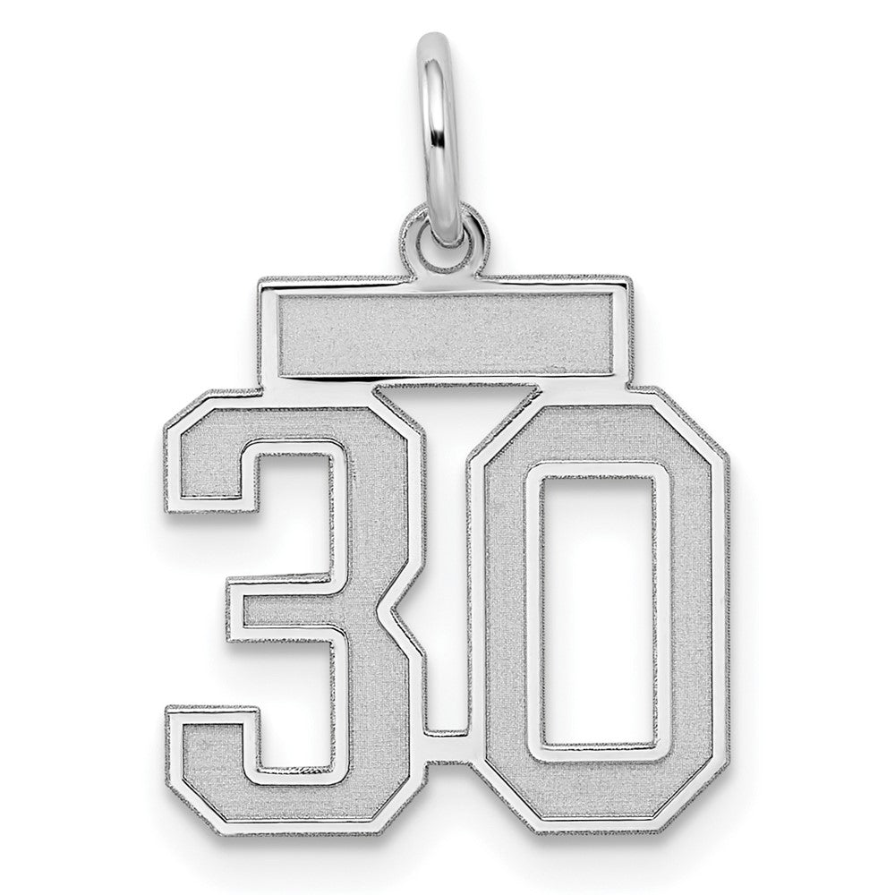 Sterlingsilber Silber/rhodiniert Satiniert Zahl 30 Charm